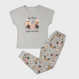But First Coffee & Dogs — Dachshund Print Soft Knit Pajama Set for Women