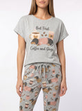But First Coffee & Dogs — Dachshund Print Soft Knit Pajama Set for Women