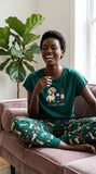 Dachshund & Wine Soft Knit Pajama Set for Playful Dog Moms