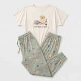Study Breaks & Merlot Golden Retriever Knit Pajama Set for Women — Cozy Dog Mom Sleepwear