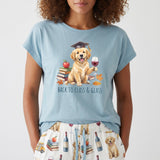 Back to Class & Glass Golden Retriever Knit Pajama Set for Women