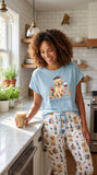 Back to Class & Glass Golden Retriever Knit Pajama Set for Women