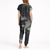 Classic Black Floral Loungewear with Long Pants