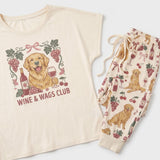 Wine & Wags Club Knit Pajama Set for Golden Retriever Women
