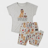 Teacher Off Duty Golden Retriever Cozy Knit Pajama Set for Women